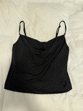 Forever 21 Black Polka Dot Cowl Neck Camisole